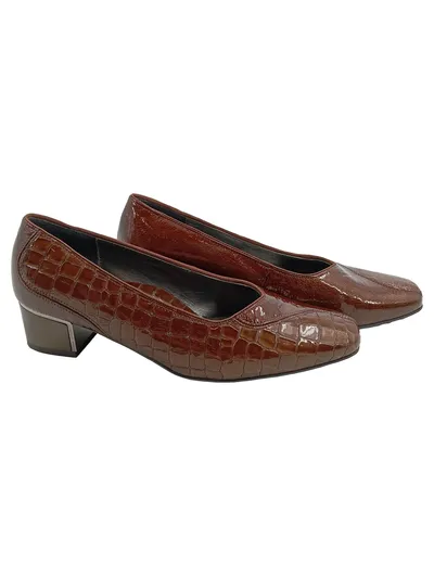 Via Milano Damen Pumps Gr. 39 Braun Kroko-Optik Elegant Business