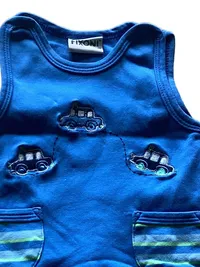 FIXONI Baby Body Baumwolle Gr. 50 Jungen Tiermotive Applikationen Blau 2