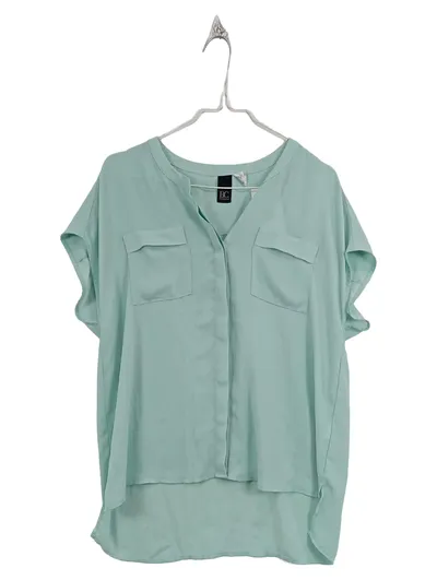 BEST CONNECTIONS Bluse Damen Kurzarm Freizeit Uni Grün Gr. 34 XS