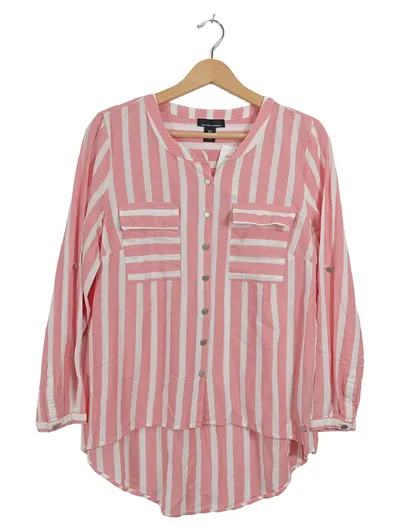 Creation L Premium Damen Bluse Gr. 40/L Rosa Weiß Gestreift Langarm