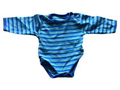 Fixoni Baby Body Langarm Gestreift Blau Gr. 50 Kinder