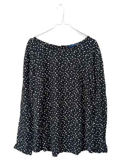 Tom Tailor Bluse Damen Gepunktet Langarm Viskose Schwarz Gr. 40/L