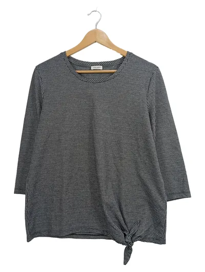 Gerry Weber Damen Langarmshirt Gr. 42/XL Schwarz Weiß Kariert Knotendetail