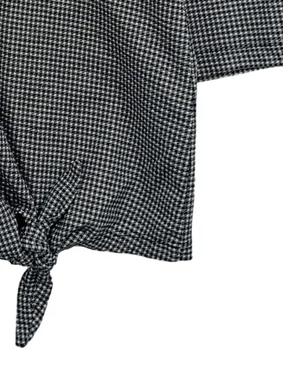 Gerry Weber Damen Langarmshirt Gr. 42/XL Schwarz Weiß Kariert Knotendetail