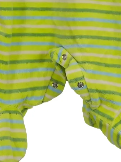 Fixoni Baby Body Strampler Gr. 56 Grün Gestreift Teddy Motiv