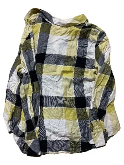 s.Oliver Damen Bluse Gr. 44 Kariert Gelb Grau Langarm Viskose