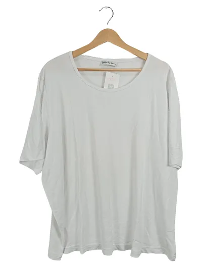 Ulla Popken Damen T-Shirt Gr. 54/56 Weiß Basic Kurzarm Viskose