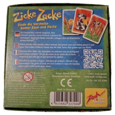 Zoch Zicke Zacke Kartenspiel Kinder Find die Verstecke hinter Zaun und Hecke