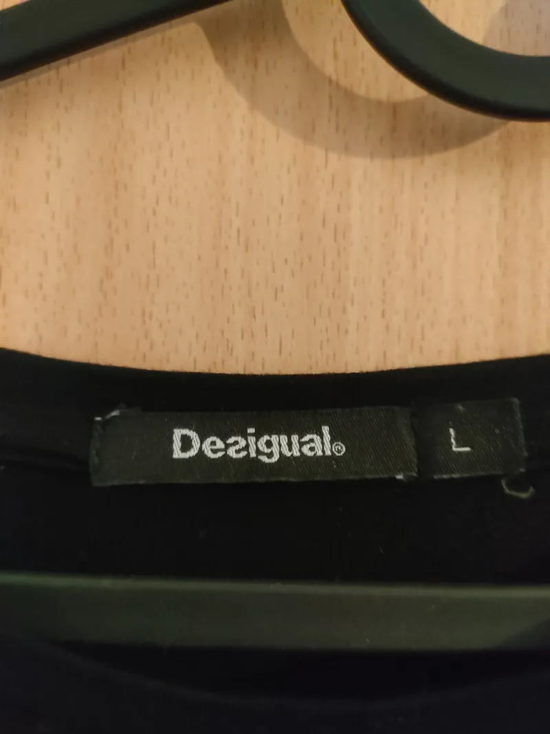 Desigual Damen Kleid L schwarz bunte Blumen Ärmel Rüschen Viskose 4
