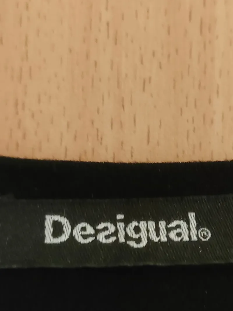 Desigual Damen Kleid L schwarz bunte Blumen Ärmel Rüschen Viskose 5