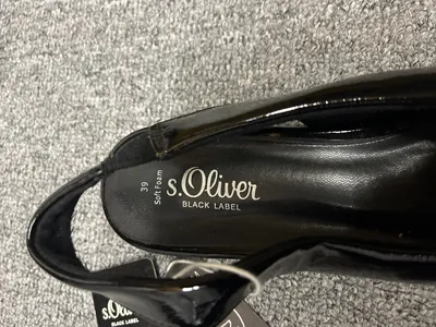 s.Oliver Black Label Damen Slingpumps Gr. 39 Schwarz Lack Elegant