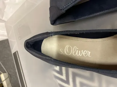 s.Oliver Damen Ballerinas Keilabsatz Blau Gr. 36 Nubuk Leder Optik