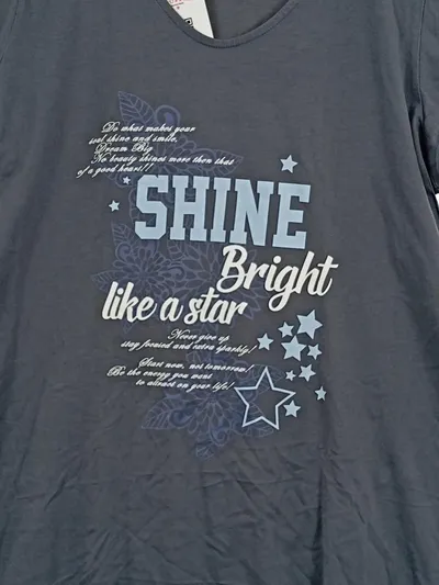 BONPRIX COLLECTION Damen T-Shirt Shine Bright Gr. 44-46 Grau Baumwolle