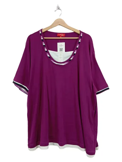 THEA 42 plus Damen T-Shirt Gr. 52/3XL Lila Baumwolle Casual