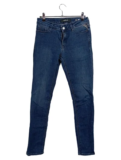 Replay Damen Jeans Skinny Fit W28/36/S Blau Casual Stretch