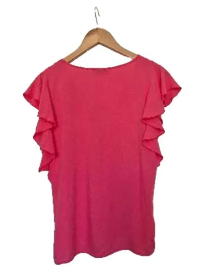 Linea Tesini Damen T-Shirt Rüschenärmel Pink Gr. 40 Feminin