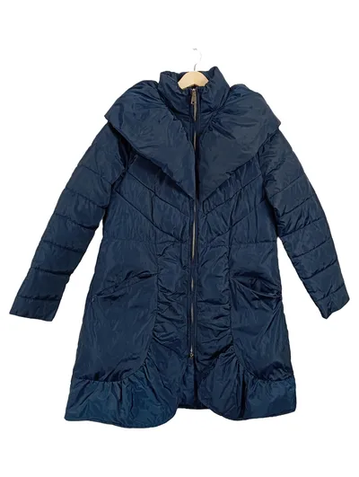 Pfeffinger Steppmantel Winterjacke Damen Mantel Gr. 40 Blau Rüschen Gesteppt