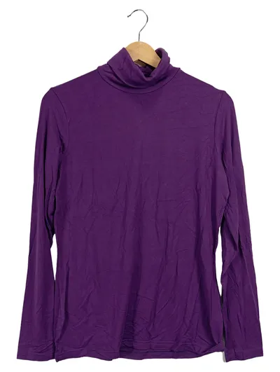 Ambria Damen Langarmshirt Rollkragen Gr. 38 Lila Basic Stretch Shirt Oberteil