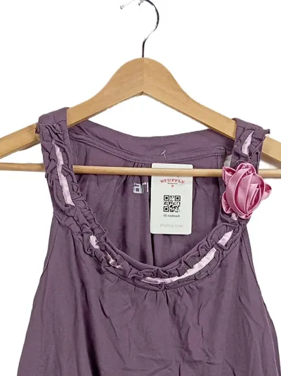 Arrival Damen Top Gr. 38 Lila Blumen Applikation Rüschen Shirt Sommer Casual