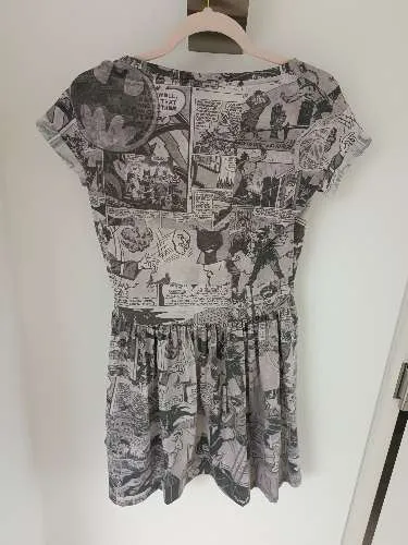 EMP Batman Kleid Damen Gr. S Comic Print DC Logo Grau Skaterkleid 5