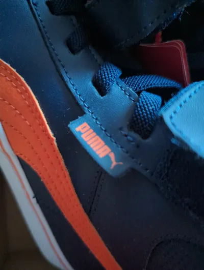 Puma Kinder Sneaker High Top gefüttert Gr. 32 Blau Orange Klettverschluss