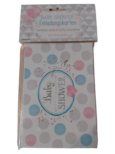 Spiegelburg Baby Shower Einladungskarten Set 8 Stk. mit Umschlägen Storch
