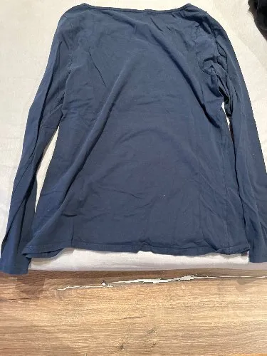WE Fashion Langarmshirt Damen XL Blau Bio-Baumwolle Basic Shirt