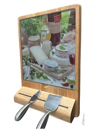 easy life Schneidebrett Käsebrett 3tlg Holz Metall Glas Grafisch Braun 1