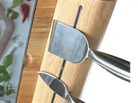 easy life Schneidebrett Käsebrett 3tlg Holz Metall Glas Grafisch Braun 2