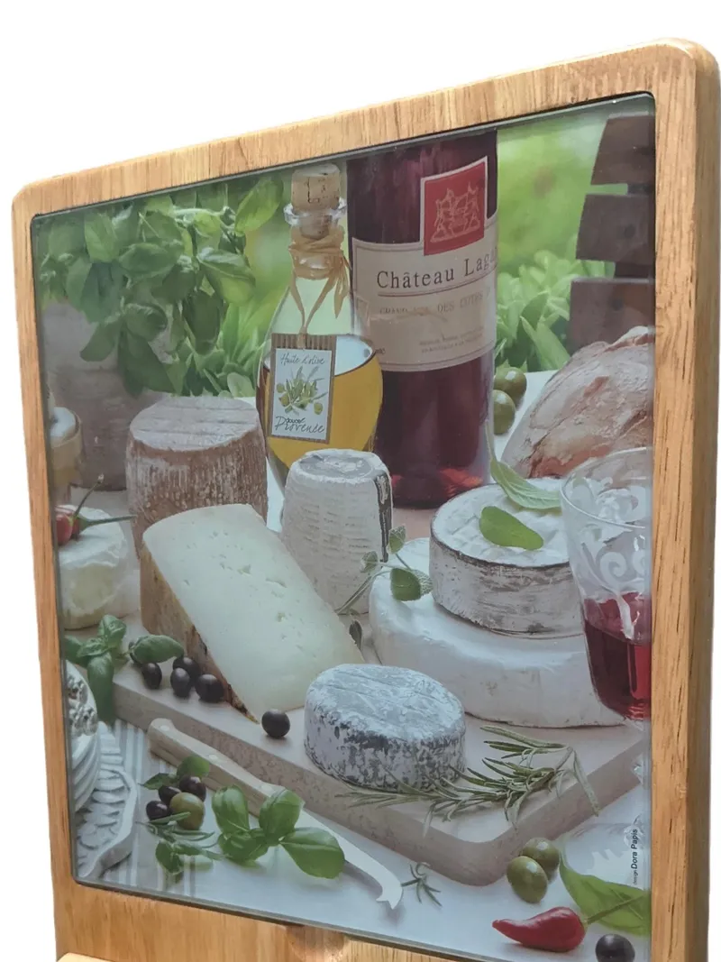 easy life Schneidebrett Käsebrett 3tlg Holz Metall Glas Grafisch Braun 3