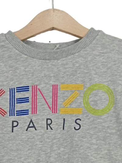 KENZO Kids Sweatshirt Pullover Gr. 110 Grau Logo Paris Rüschen Mädchen