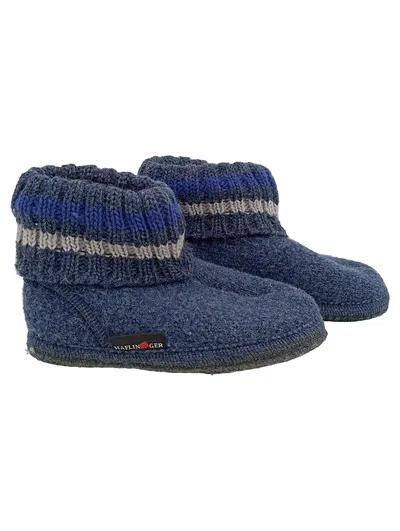 Haflinger Filz Boots Hausschuhe Kinder Gr. 29 Blau Herbst Winter
