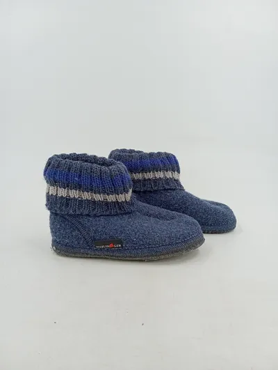 Haflinger Filz Boots Hausschuhe Kinder Gr. 29 Blau Herbst Winter