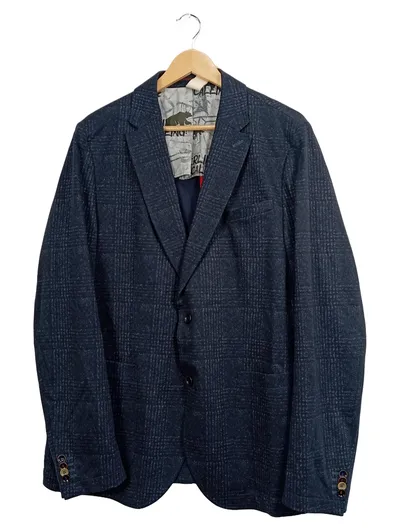 CG Club of Gents Herren Sakko Gr. 56 Blau Kariert Modern Business