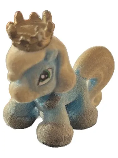 Flocked Pony Spielfigur mit Krone Blau Samtig 5cm Dekofigur