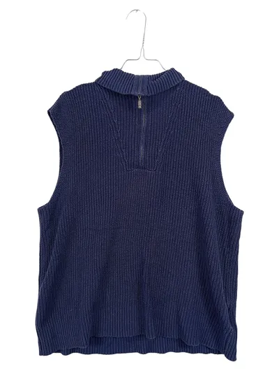 atelier GOLDNER Damen Strickweste Pullunder Gr. 44/22 Blau Reißverschluss