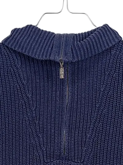 atelier GOLDNER Damen Strickweste Pullunder Gr. 44/22 Blau Reißverschluss