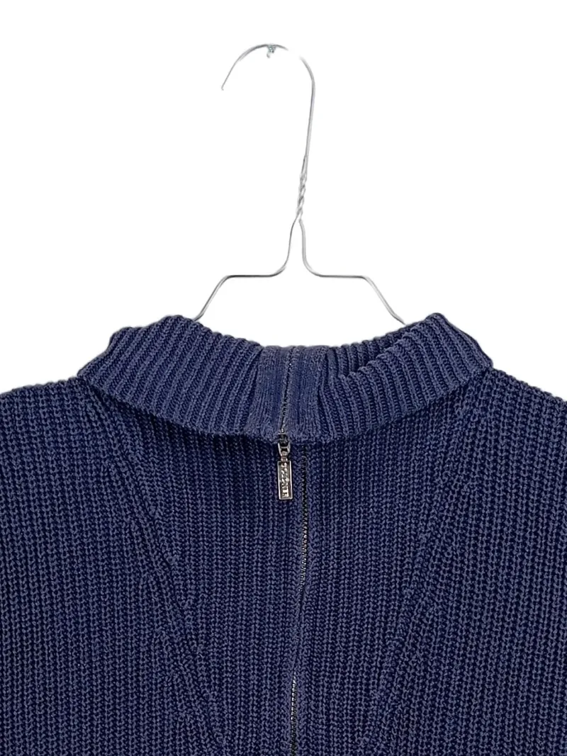 atelier GOLDNER Damen Strickweste Pullunder Gr. 44/22 Blau Reißverschluss 3