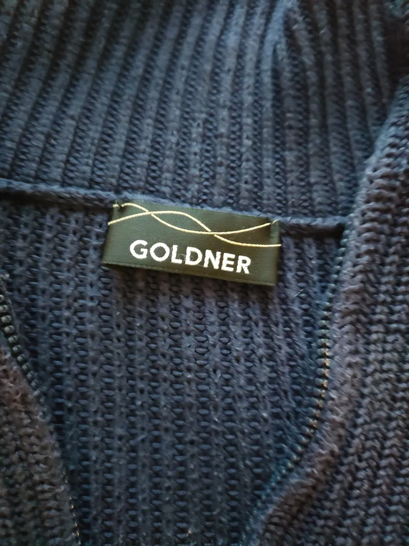 atelier GOLDNER Damen Strickweste Pullunder Gr. 44/22 Blau Reißverschluss 5