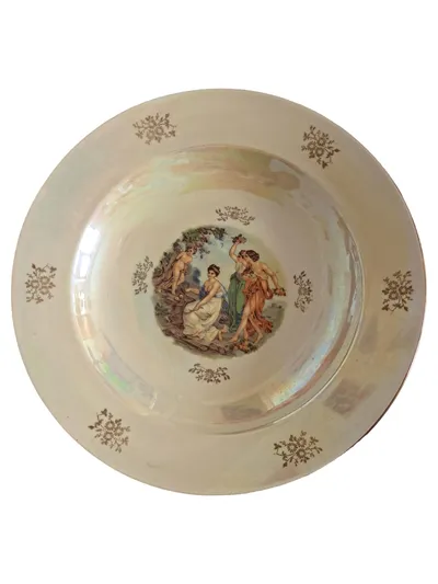Colditz Wandteller Porzellan Vintage Blumenmuster Weiß Rund 30 cm