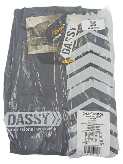 DASSY Boston Arbeitshose Herren Gr. 52 Grau/Schwarz Bundhose NEU