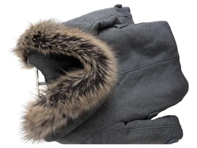 Zara Kinder Wintermantel Wolle Gr. 134 Grau Kapuze Struktur Casual Alltag