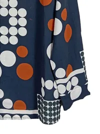 Aniston SELECTED Damen Bluse Hemd Gr. 42 Blau Punkte Retro Langarm 2