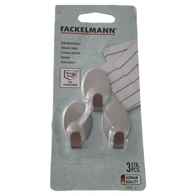 FACKELMANN Garderobenhaken Edelstahl Selbstklebend 3x Silber Modern 5cm