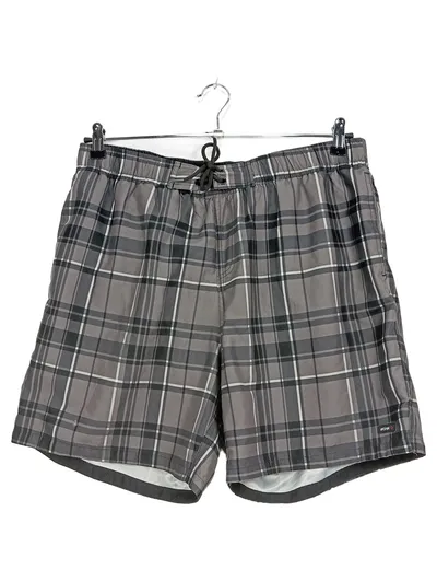 Etirel Herren Badeshorts Gr. L Kariert Grau Schwarz Badehose