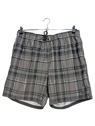 Etirel Herren Badeshorts Gr. L Kariert Grau Schwarz Badehose