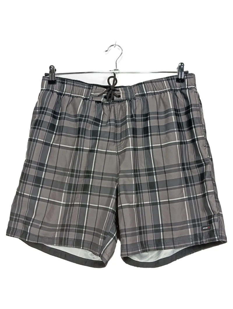Etirel Herren Badeshorts Gr. L Kariert Grau Schwarz Badehose 2