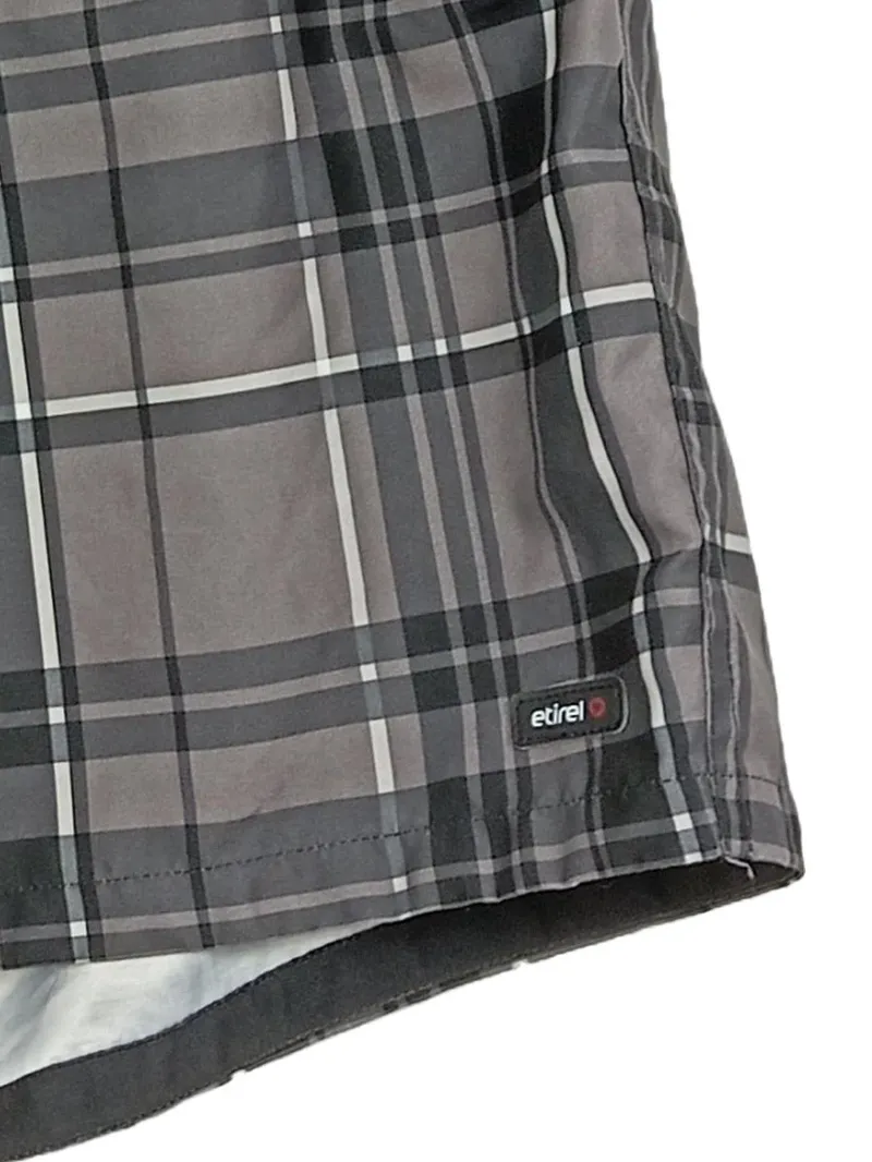 Etirel Herren Badeshorts Gr. L Kariert Grau Schwarz Badehose 3