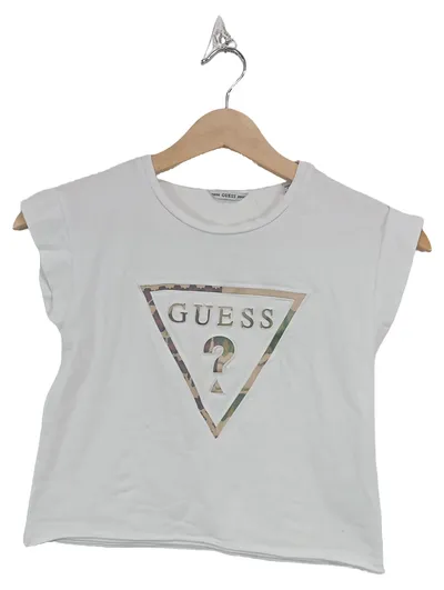 GUESS Kinder T-Shirt Gr. 128 Weiß Logo Camouflage Kurzarm Shirt