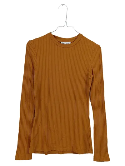 EDITED Damen Langarmshirt Gr. 38/M Braun Rippstrick Viskose Basic